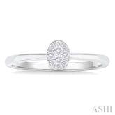 1/10 Ctw Lovebright Petite Oval Shape Round Cut Diamond Fashion Ring in 10K White Gold